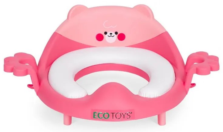 Scaun de toaletă cu urechi și pernă moale roz