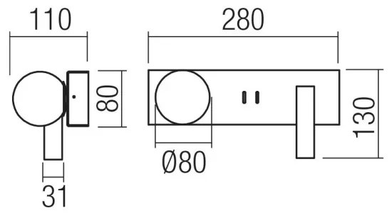 Redo 01-4660 - Aplica LED de perete NORMA, 5W/230V + LED 3W, CRI 90, USB, alb