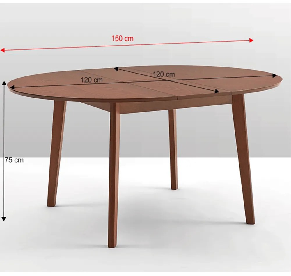 Masa dining extensibila, fag merlot, diametru 120 cm, ALTON