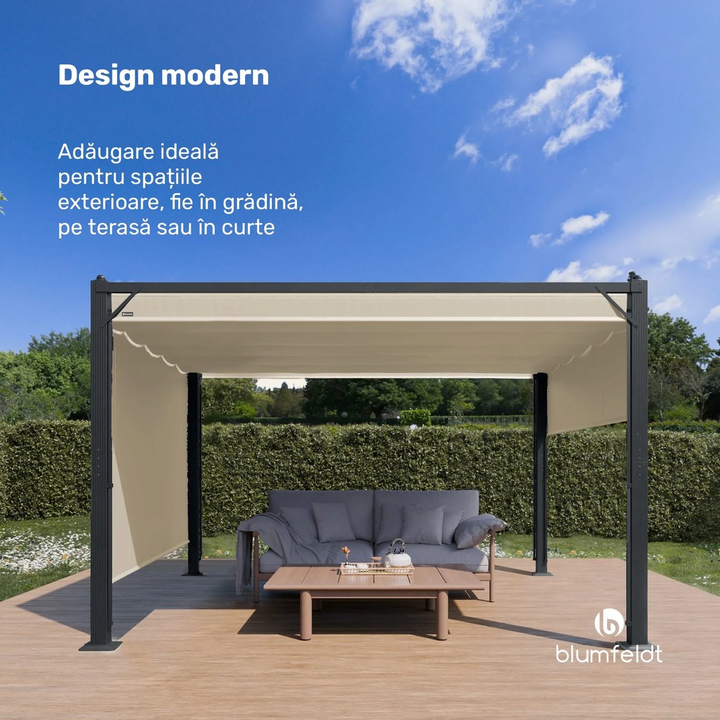 Blumfeldt Altan Pantheon Cortina 3x4 m, rezistent la intemperii, aluminiu,  vopsea pulbere, jaluzele