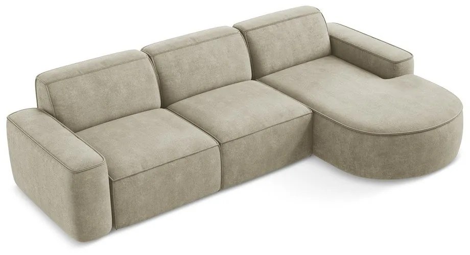 Colțar bej cu tapițerie din chenille (cu colț pe partea dreaptă/cu șezlong) Omao – Makamii