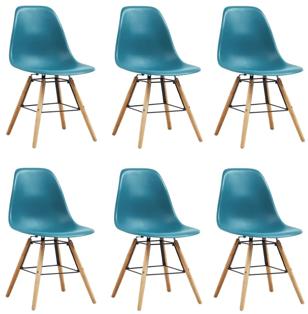 248264 vidaXL Scaune de bucătărie, 6 buc., turcoaz, plastic