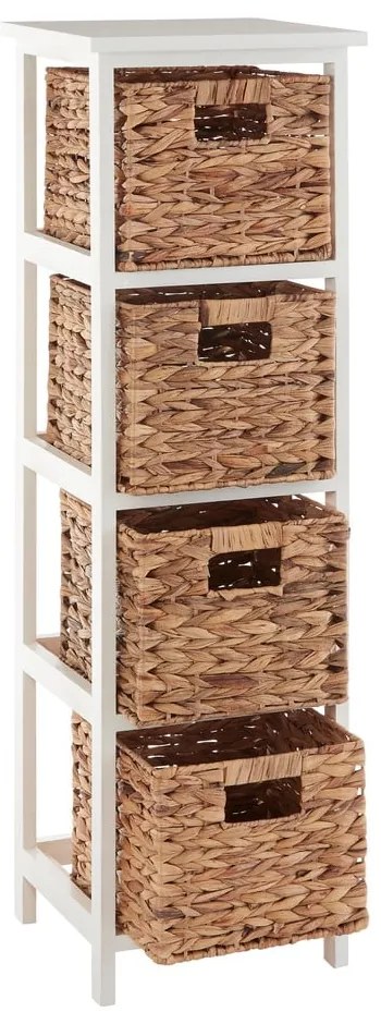 Etajeră de baie albă/în culoare naturală din lemn masiv de paulownia 32x100 cm Padstow – Premier Housewares