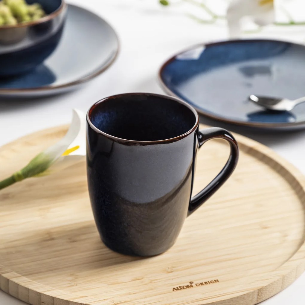 Altom Cană ceramică Reactive Navy Blue 350 ml