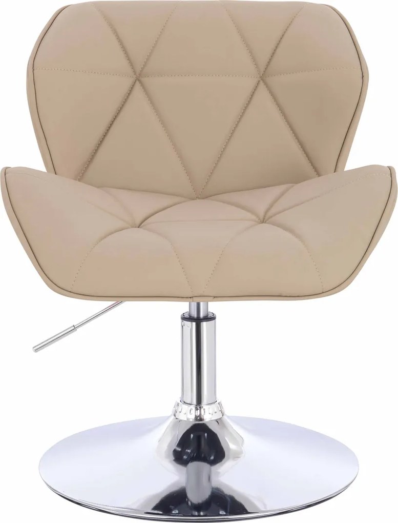 HR111N Scaun Crem Piele Ecologica Premium Soft cu Bază Cromata