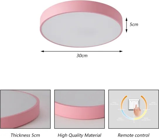 Brilagi - Plafonieră LED POOL, 36W, 230V, 3000/4000/6000K, 30 cm, roz