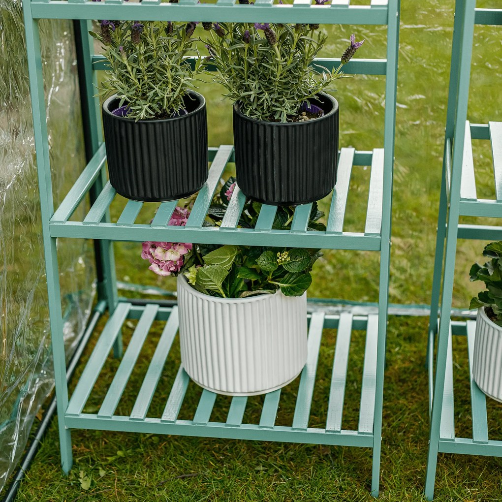 Ghivece de flori din ceramică, set de 2, alb mat, KELSO