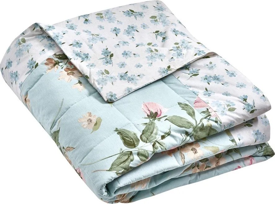 Cuvertură albastră matlasată 220x230 cm Avebury Floral – Catherine Lansfield