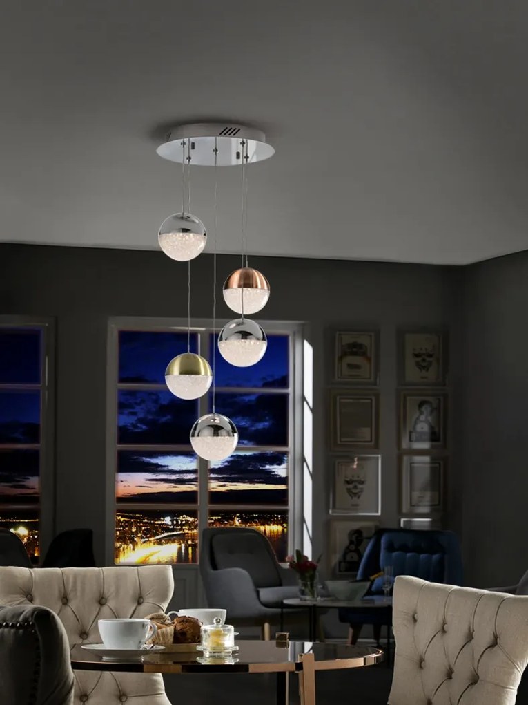 Lustra LED cu 5 pendule design modern Sphere SV-793534