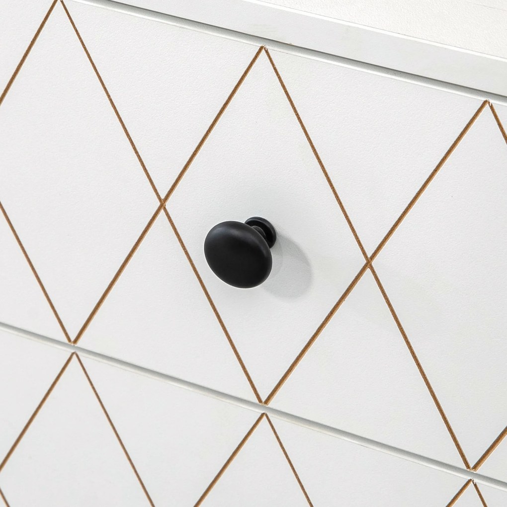 HOMCOM Comoda stil cu romburi cu 3 sertare si un dulap, Mobilier de living si dormitor din otel si MDF | AOSOM RO