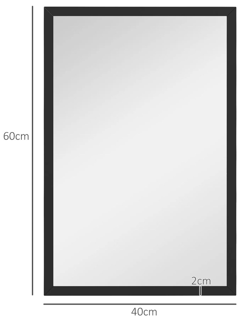 HOMCOM Oglindă murală rectangulară 60 x 40 cm, cadru din lemn negru, ideală pentru baie, living sau dormitor | Aosom Romania