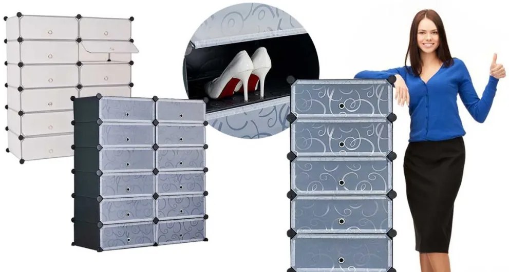 Dulap tip pantofar modular din plastic-alb