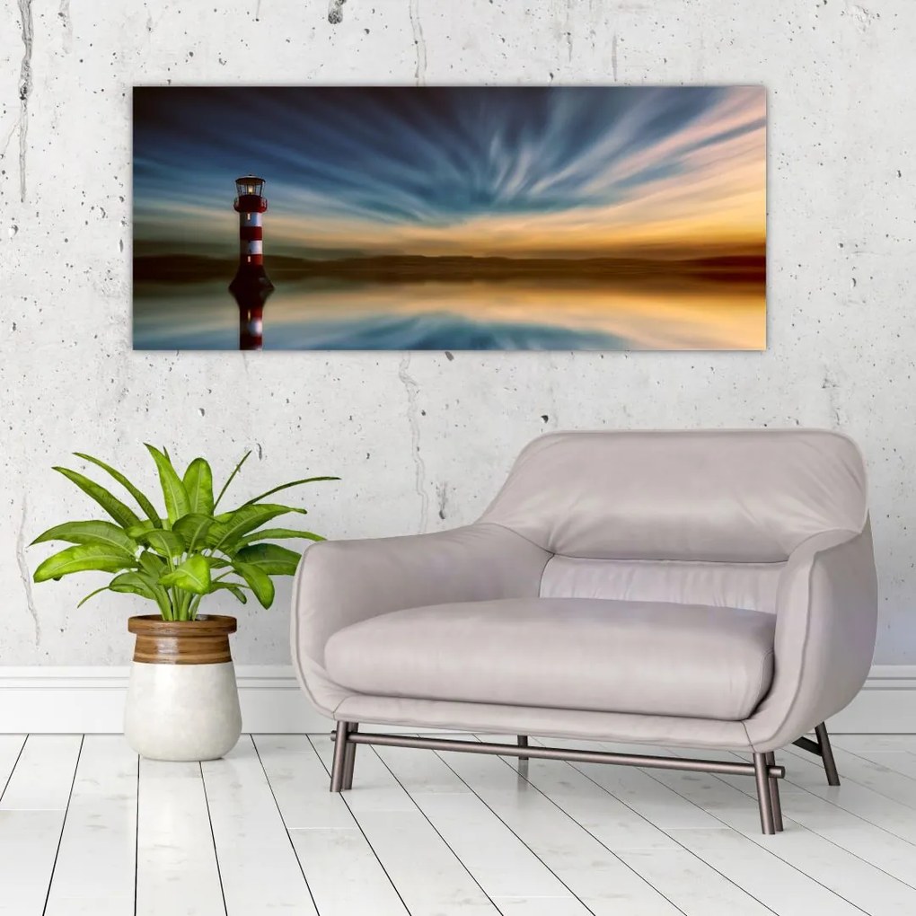 Tablou cu farul în mare (120x50 cm)