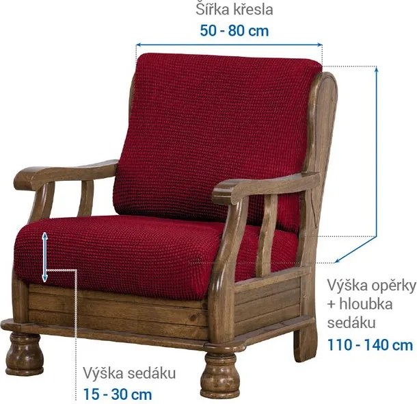 Nueva Textura Huse care se întind foarte bine NIAGARA bordo fotoliu cu manere de lemn (l. 50 - 80 cm)
