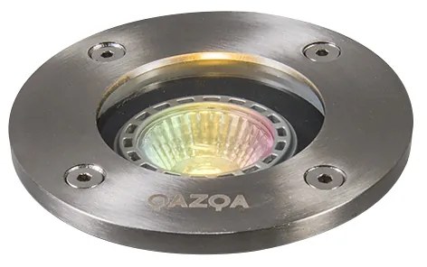 Spot de sol inteligent din oțel inoxidabil, inclusiv WiFi GU10 IP65 - Basic Round