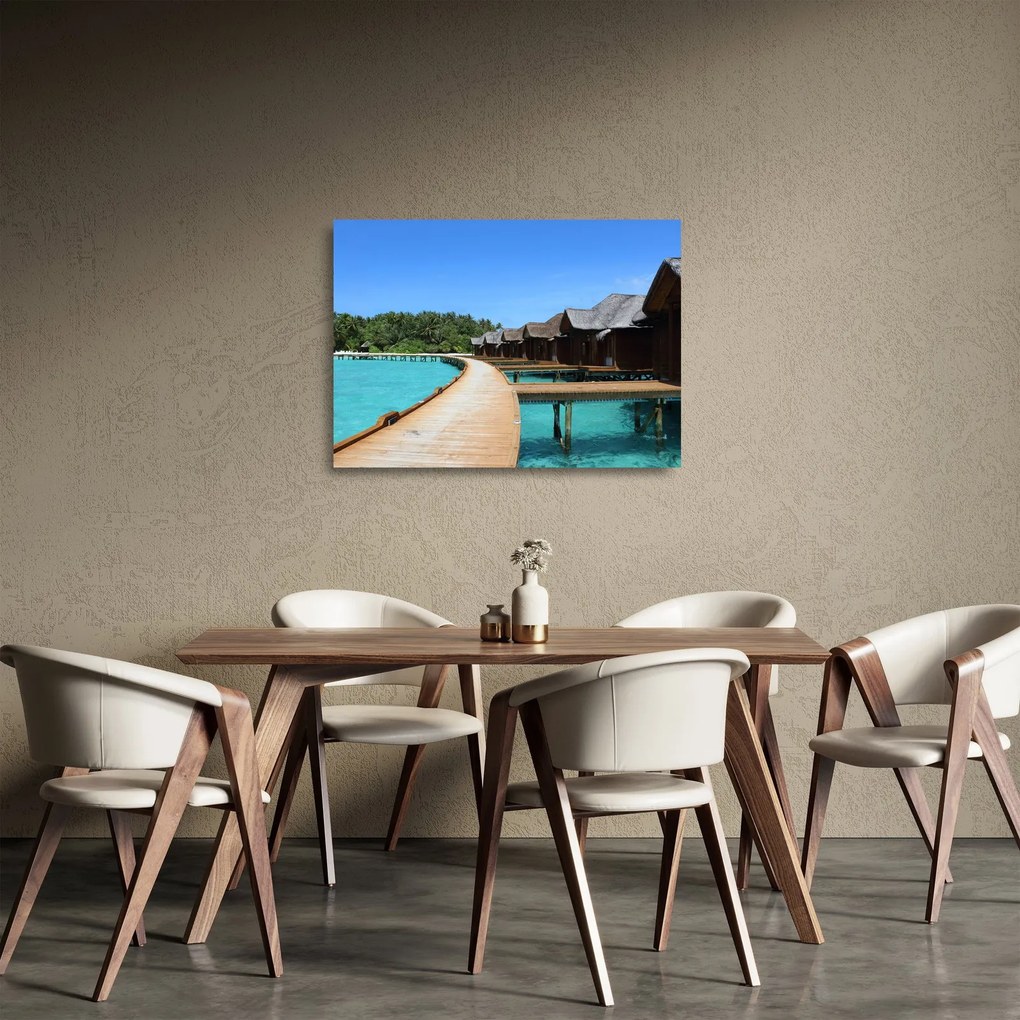 Tablou pe sticlă cu Maledive (70x50 cm)