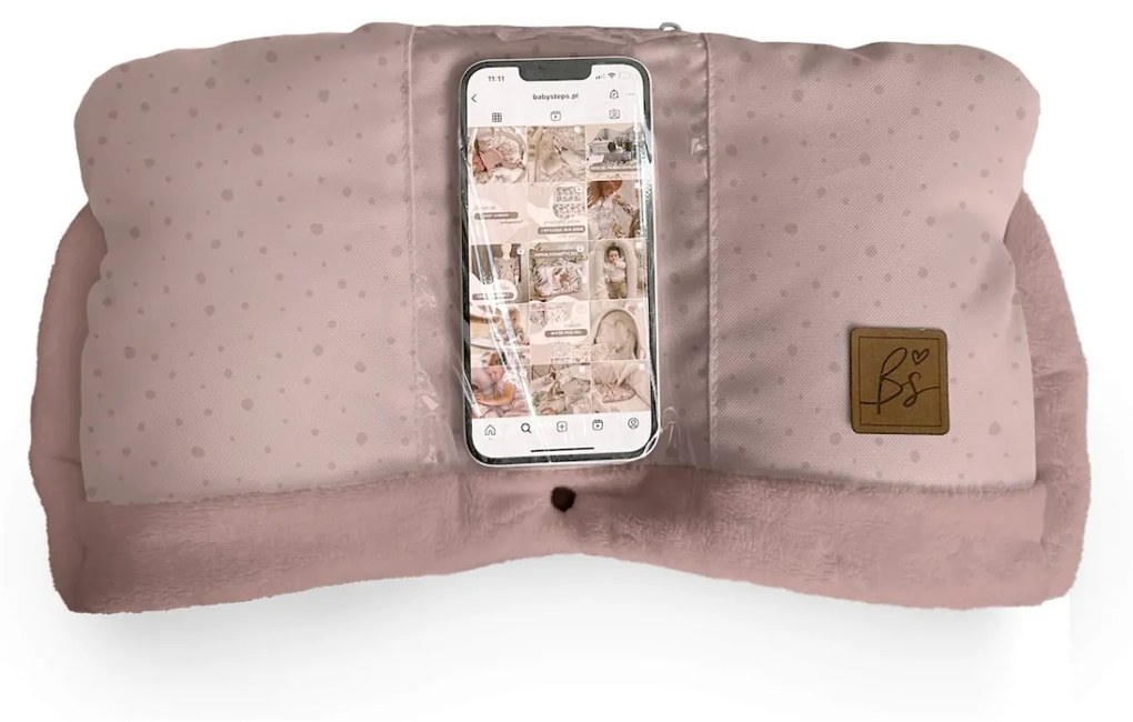 Manusi calduroase pentru carucior universal, Buzunar special pentru acces rapid la telefon, Pentru vremea rece, Impermeabile, Inchidere prin capse, Sepia Rose