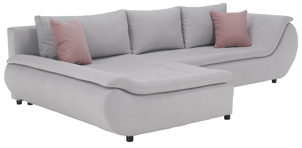 Set canapea, gri deschis / roz pudră, material textil, stânga, BRATO