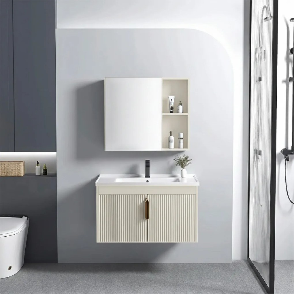 Set de mobilier de baie cu lavoar Astor 60 cm Beige