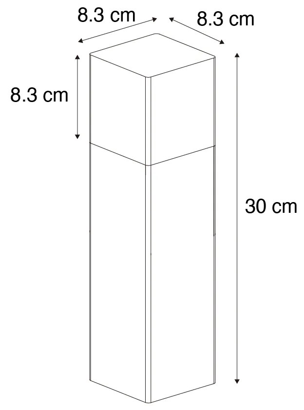 Lampă de exterior neagră cu sticlă fumurie, țepușă de sol și manșon de cablu 30 cm IP44 - Denmark