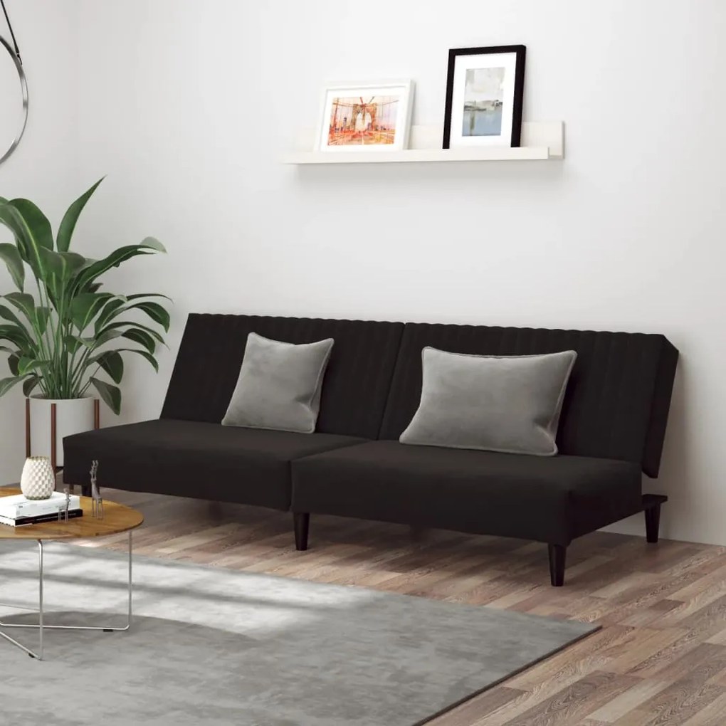 337645 vidaXL Canapea extensibilă cu 2 locuri, negru, catifea