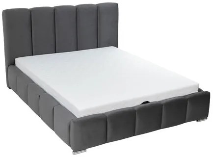 Pat matrimonial 140 cm Leskana (Gri închis) (cu somieră) (cu sp. depozitare). Promo -17%. 1104151