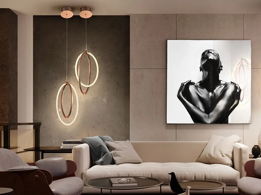 Pendul LED design ultra-modern Ocellis auriu roze SV-814263