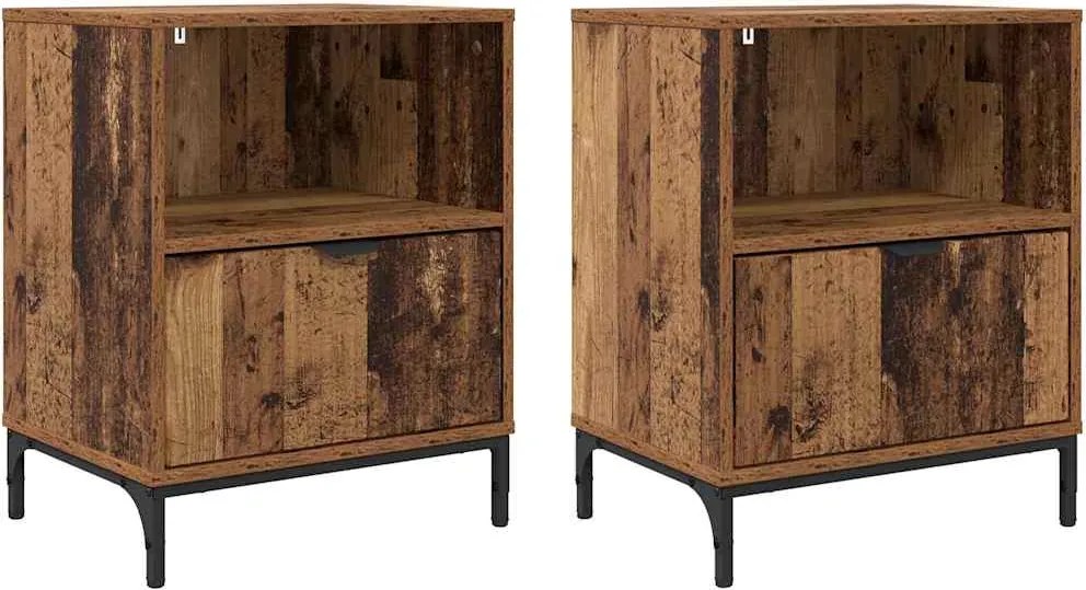 vidaXL Dulap de noapte 2 pcs Lemn vechi 49 x 36 x 61 cm Lemn compozit