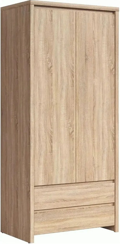 Dulap KASPIAN, stejar sonoma, PAL, cu 2 usi si 2 sertare, 90x56x201 cm