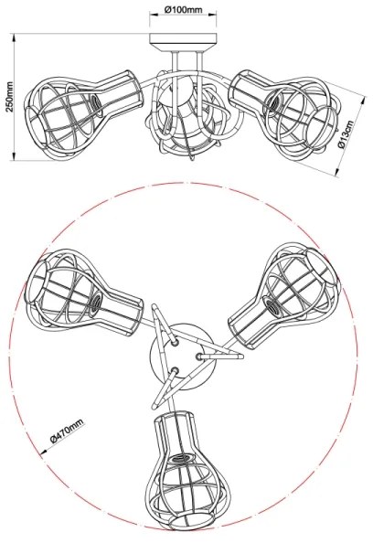 Spot CLASTRA 3xE27/40W/230V Globo 15388-3D
