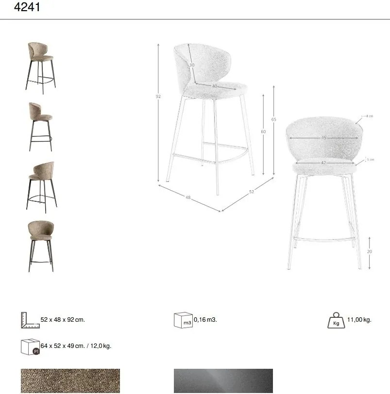 Scaun de bar LUX design italian Brown marbled