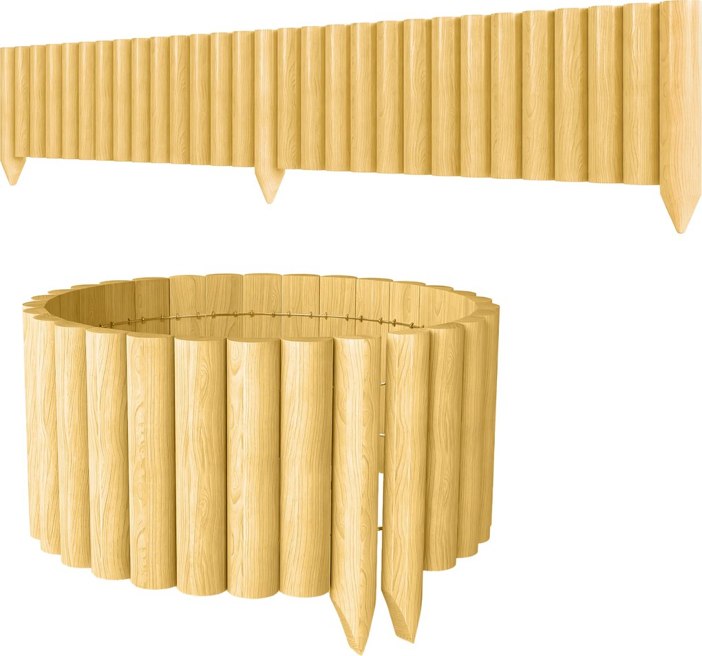 Outsunny Panou decorativ gard de grădină din lemn, rezistent și ușor de instalat pentru patio, gazon, alee 176x38 cm natural | Aosom Romania