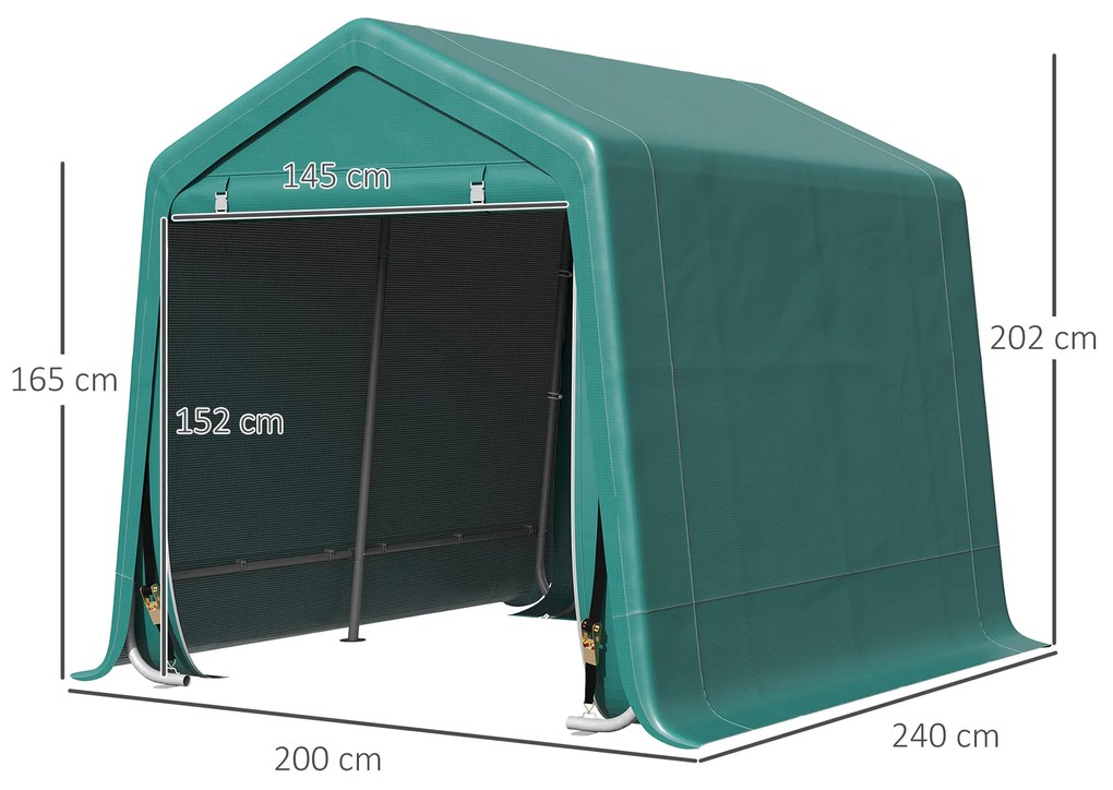 Copertina pentru masini Outsunny pentru Exterior 2,4x2m, Tesatura PE, Verde | Aosom Romania
