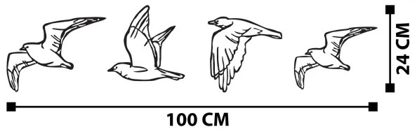 SET 4x decorațiune de perete metal păsări