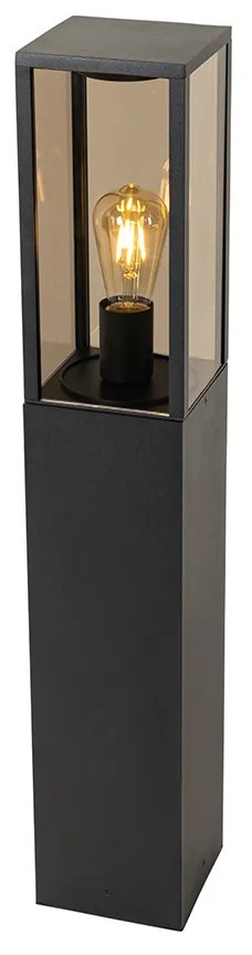 Lampă de exterior pe picior neagră cu sticlă fumurie 80 cm IP44 - Charlois