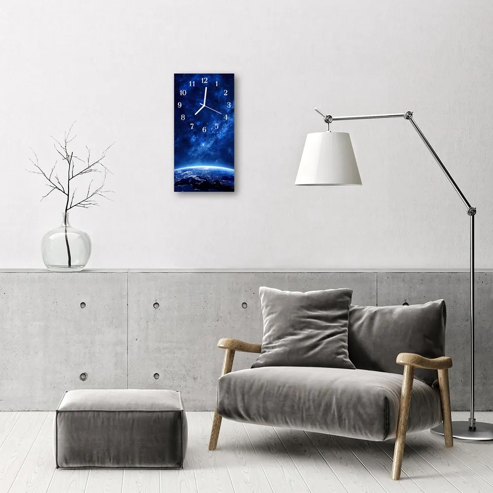 Ceas de perete din sticla vertical Blue star universe