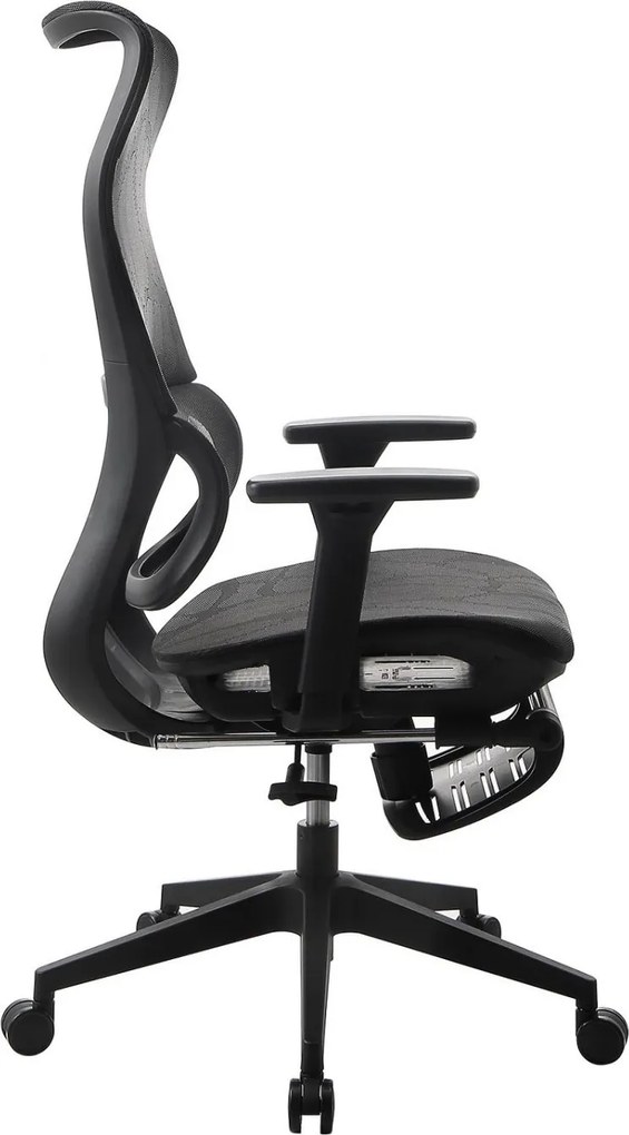 Scaun ergonomic Layne, cotiere 3D, suport picioare, Full Mesh, Negru