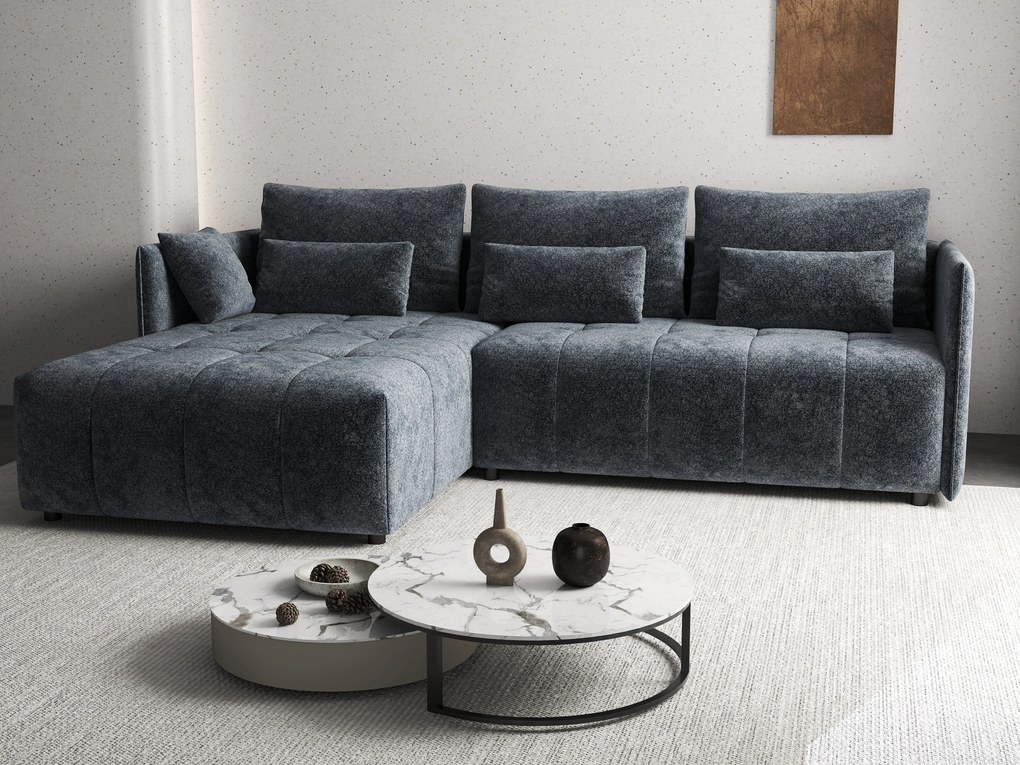 Colțar extensibil dumonde cu ladă de depozitare si sezut confortabil din spuma high-density, Malta Euphoria Grafit 235x185 cm