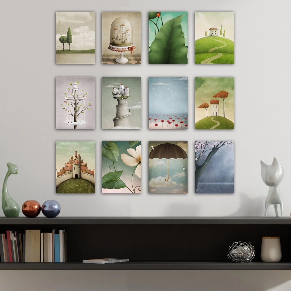 Set 12 tablouri 12MDF29YS, multicolor, 15x20 cm