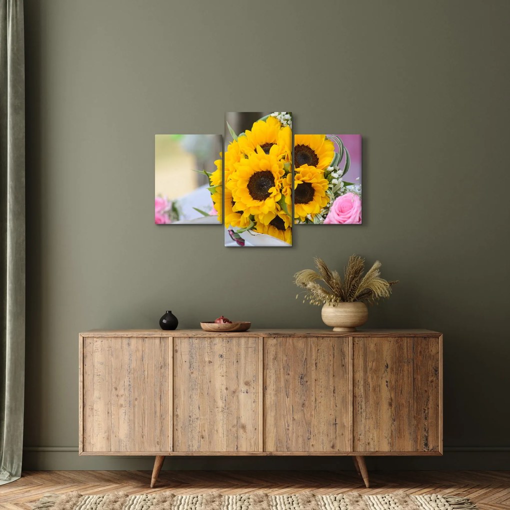 Tablou cu buchetul miresii de floarea soarelui (90x60 cm)