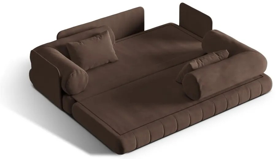 Canapea maro extensibilă cu tapițerie din catifea 206 cm Kemi – Cosmopolitan Design