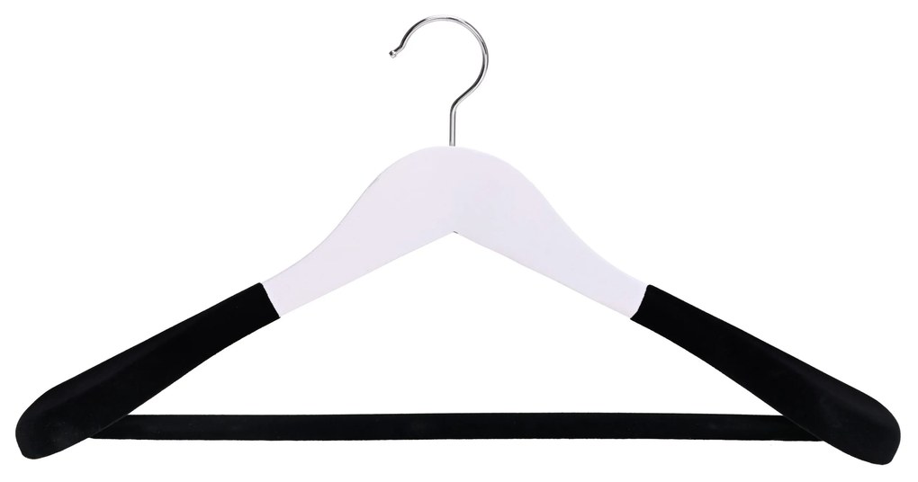 Umeraș Antialunecare din Lemn cu Carlig Metalic si Bara pentru Pantaloni, Bold Guard, UnicUtil, 45 x 5.5 x 22.5 cm, Alb, UUUM62