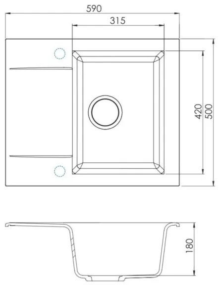 ALVEUS SETA23197 - Chiuvetă de bucătărie CADIT + baterie pentru chiuvetă MINTAS, 34 cm, granit/negru