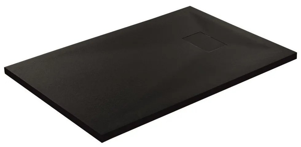 Cadita compozit pentru dus Inter Ceramic dreptunghiulara 100x80 cm finisaj piatra-negru mat