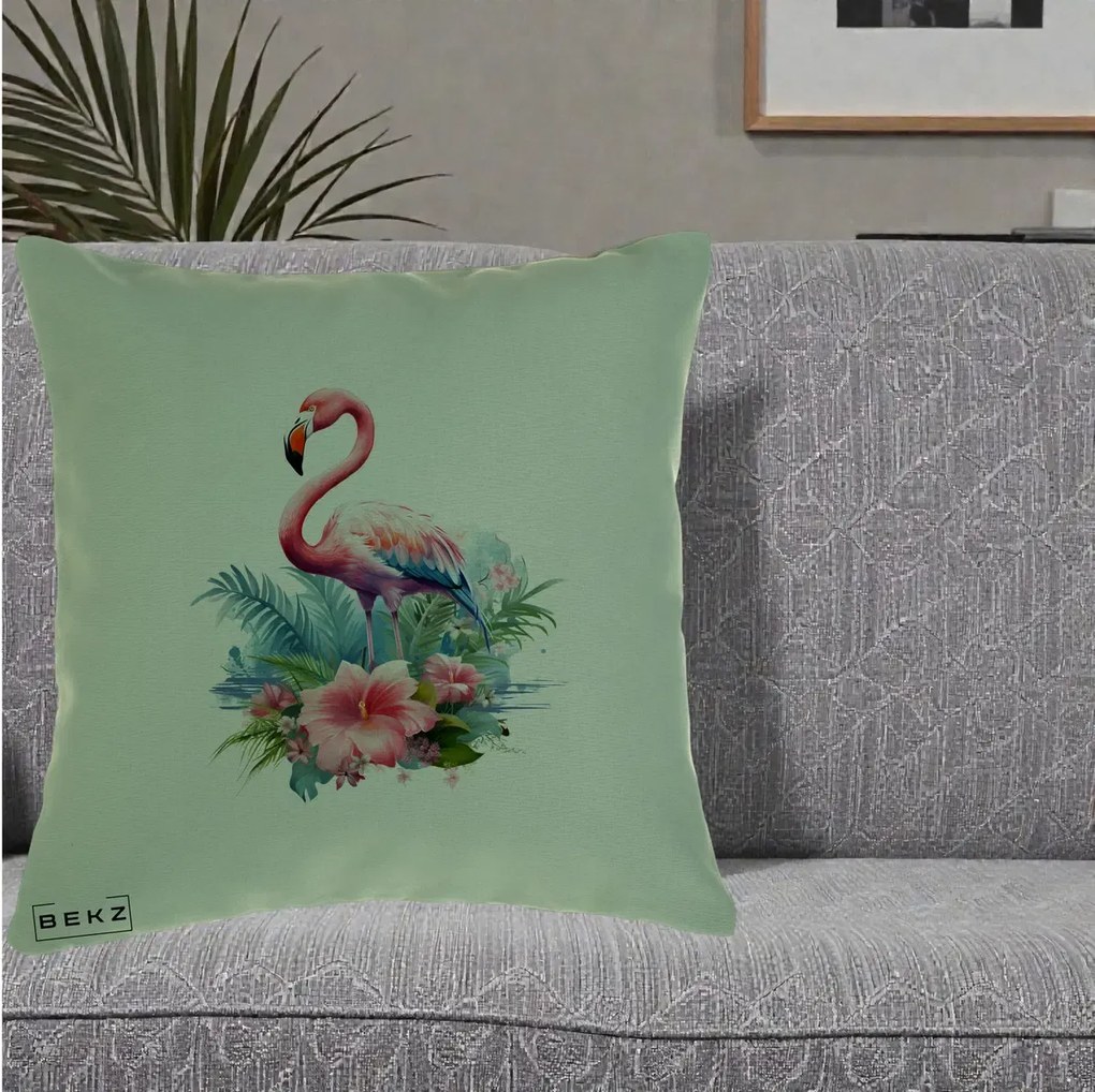 Perna Decorativa Raton in Halat Roz, 40x40 cm, Verde, Husa Detasabila, Perna Inclusa, BEKZ®