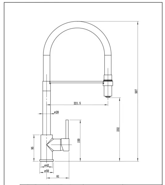Pyramis 90939801 - Baterie chiuvetă SERINA cu braț flexibil crom/negru