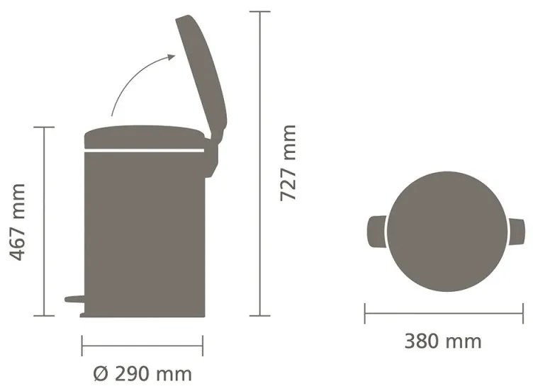 Coș cu pedală Brabantia NewIcon 649046, 20 l, închidere lină, bază antiderapantă, rezistent la amprente, Inox/Mate