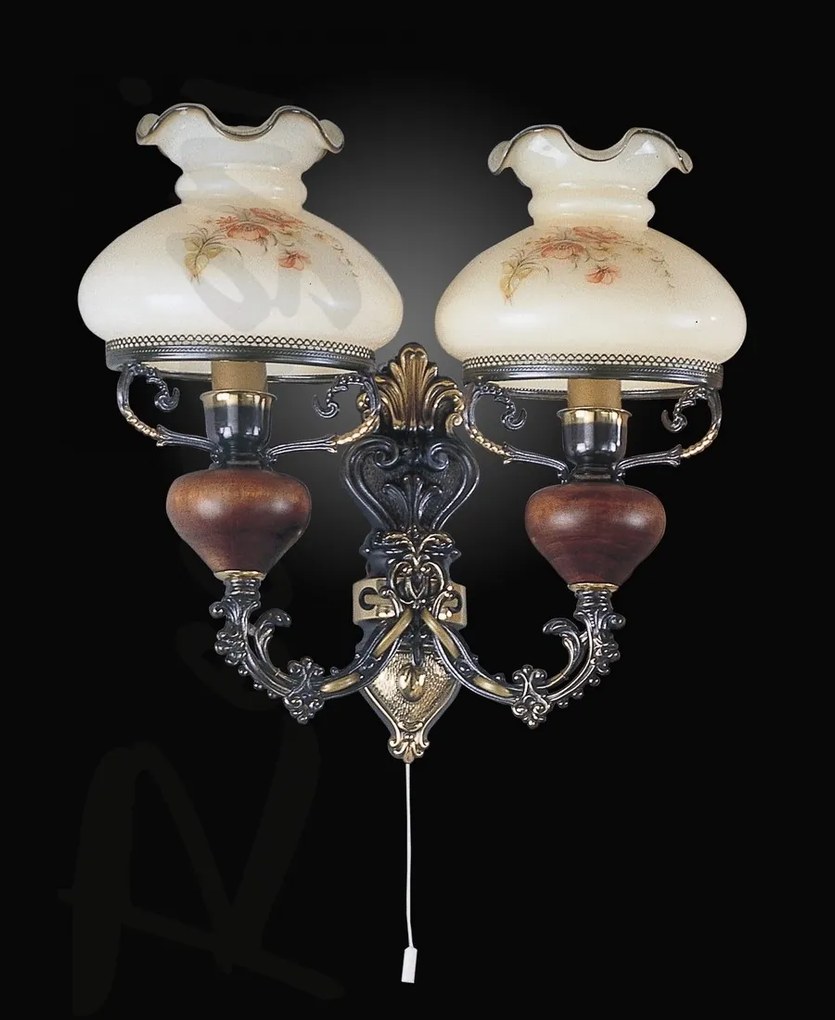 Aplica de perete design italian din alama cu lemn 636