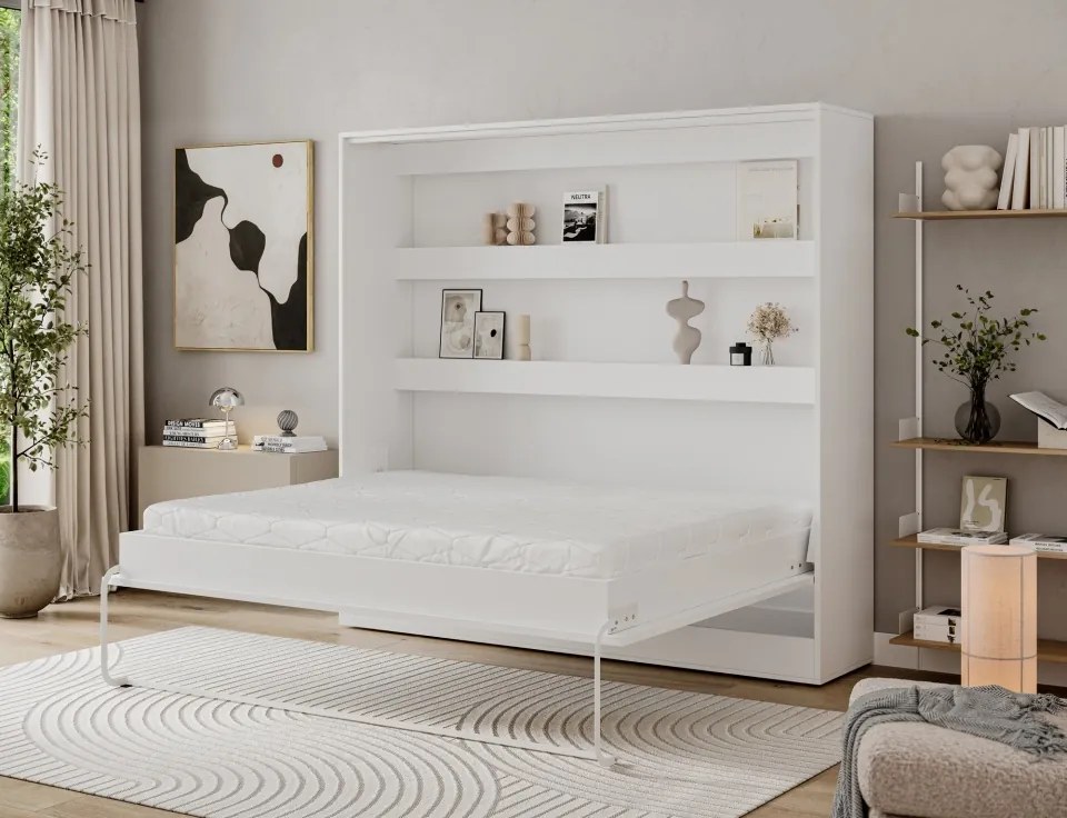 Pat rabatabil Devesto Horizontal Wall 160 alb, 200x160 cm – Alb