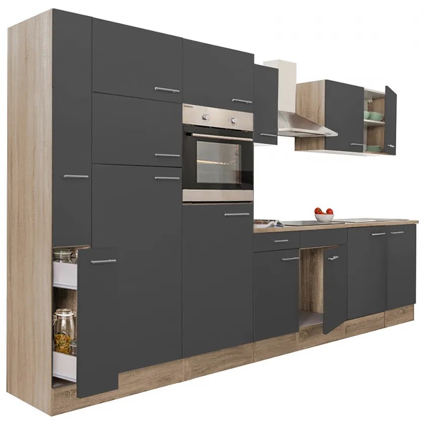 Mobilă de bucătărie Yorki 360, corp din stejar sonoma, cu față antracit satinat